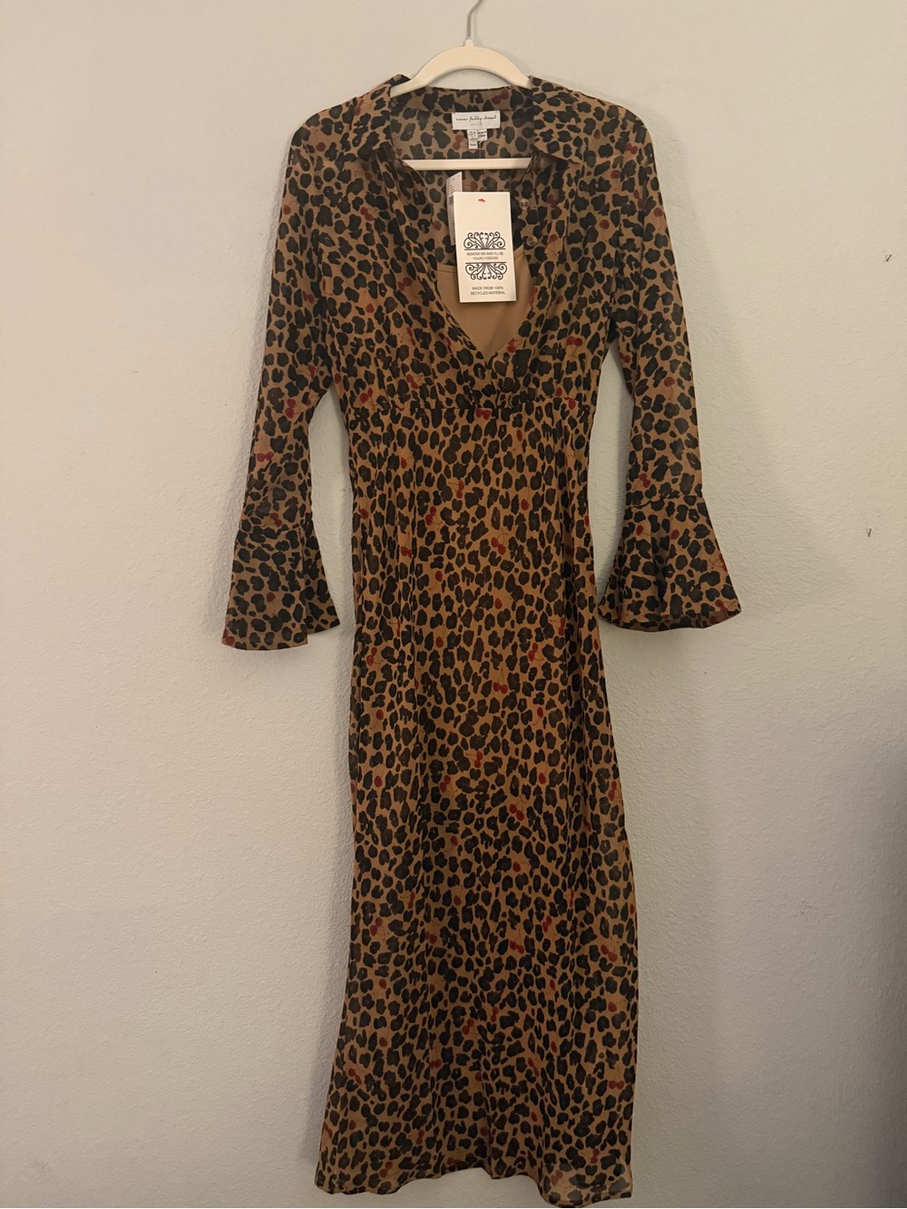 Anthropologie Leopard Print Long Sleeve Midi Dress - Brown & Black